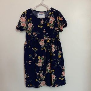 Toddler girl’s navy blue and floral dress